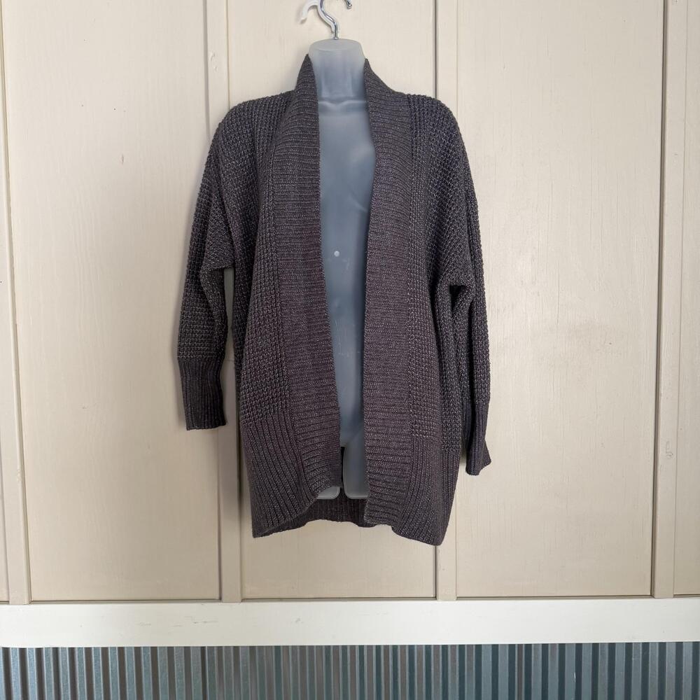 Torrid Sweater Womens 1 Gray Waffle Knit Open Front Cardigan Cozy Winter